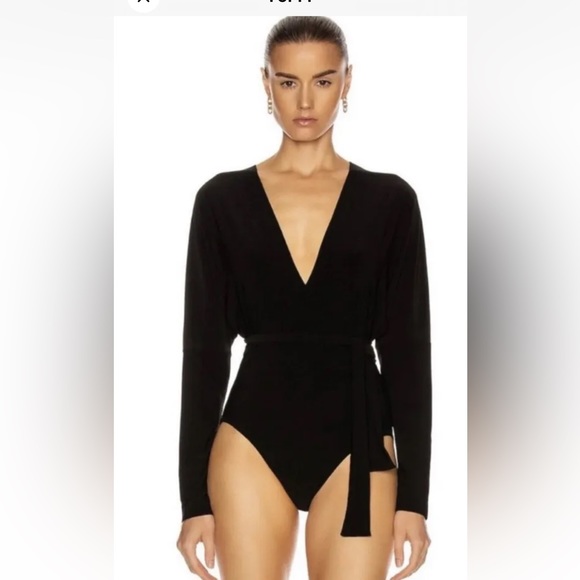 Norma Kamali black‎ wrap bodysuit!  NWOT!  Ret.$145 M/38 - Picture 1 of 7